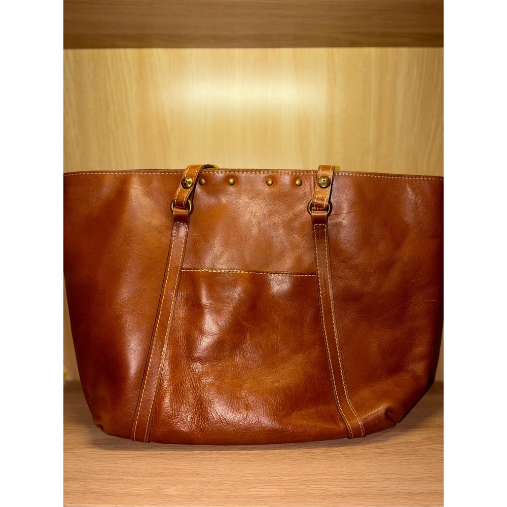 Patricia Nash Brown Leather Classic Studded Double Handle Tote Bag - Picture 3 of 9